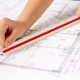 scale ruler on blueprints