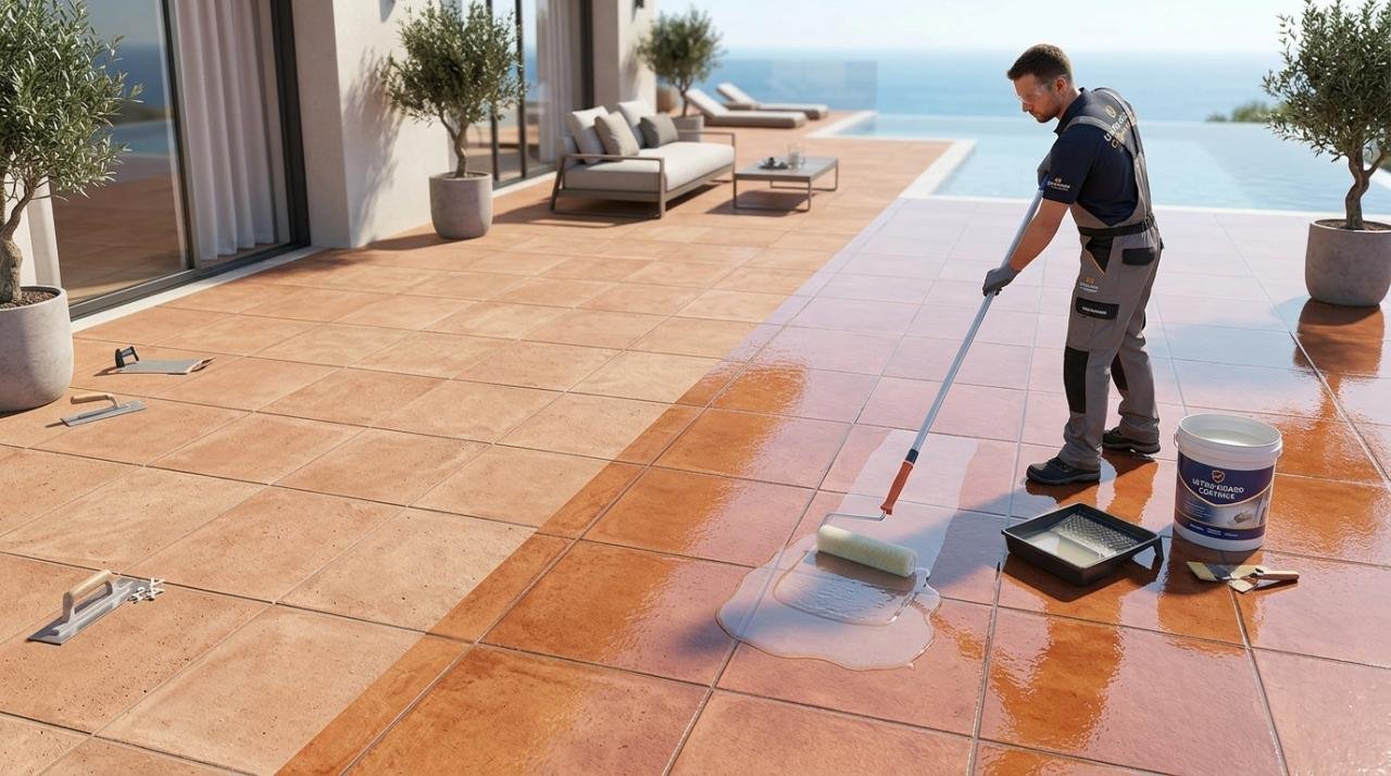 Тайните на течната гума върху плочки: Как да спасите терасата без къртене